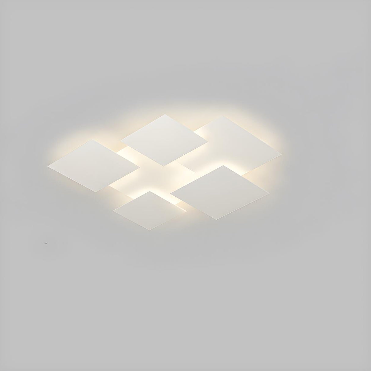 White Geometric Multi-Square Flush Mount Ceiling Light Image - 7