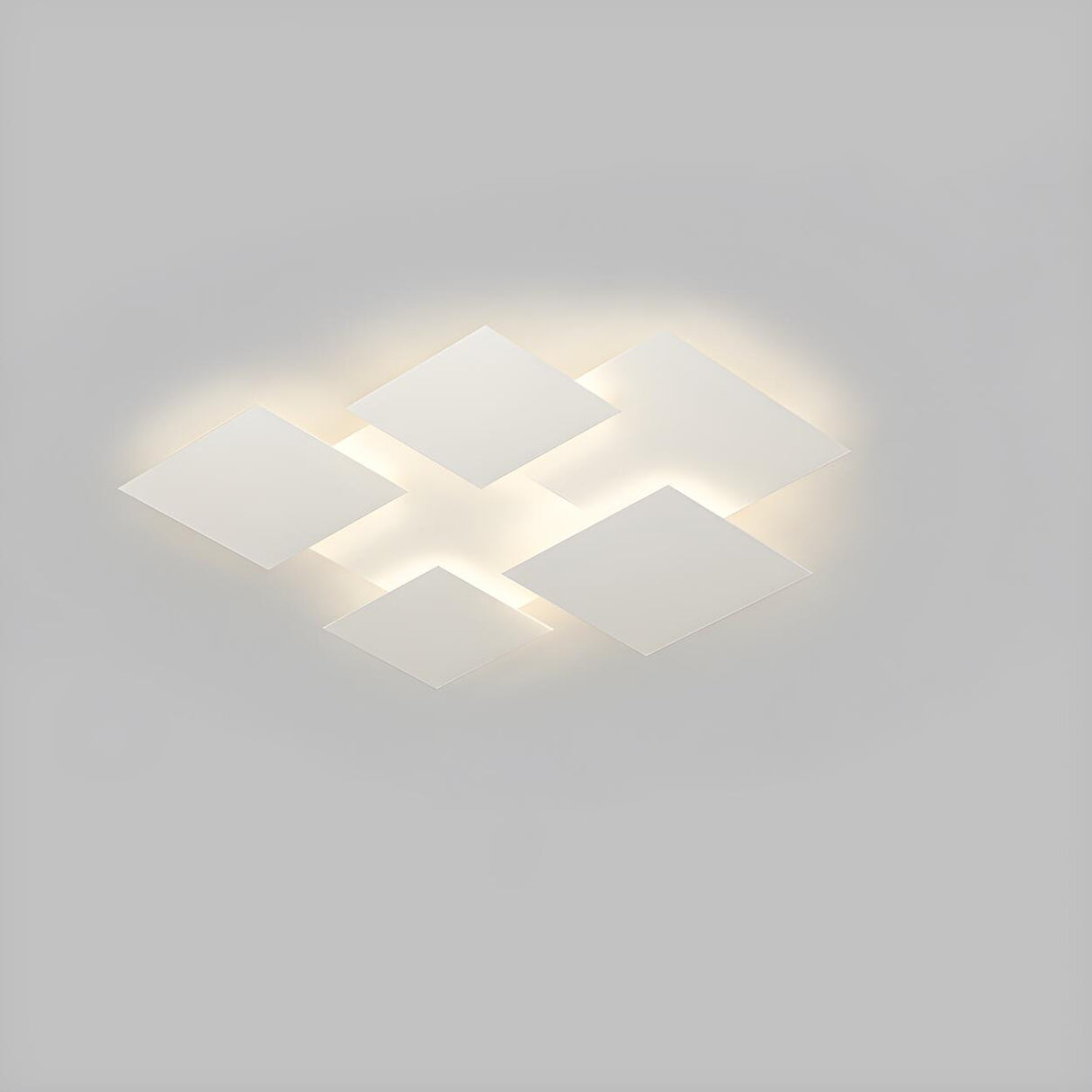 White Geometric Multi-Square Flush Mount Ceiling Light Image - 9