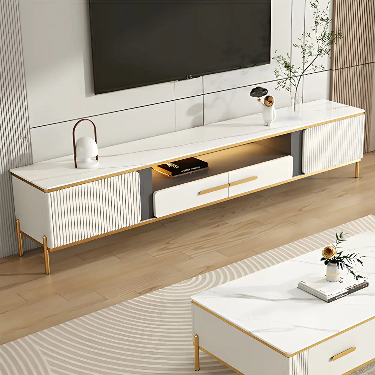white-glass-open-storage-drawers-tv-stand-with-legs-homebaa