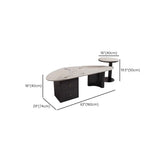 White-Gray Stone Triangle Coffee Table with Drawers Image - 21
