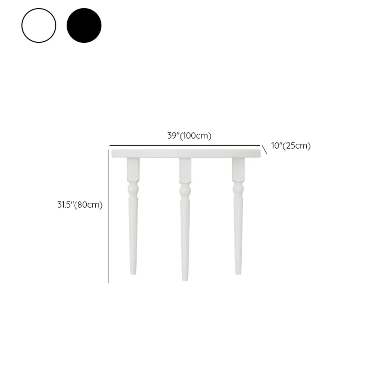 White Half-circle Three-Leg Pine Wood Console Table Image - 10