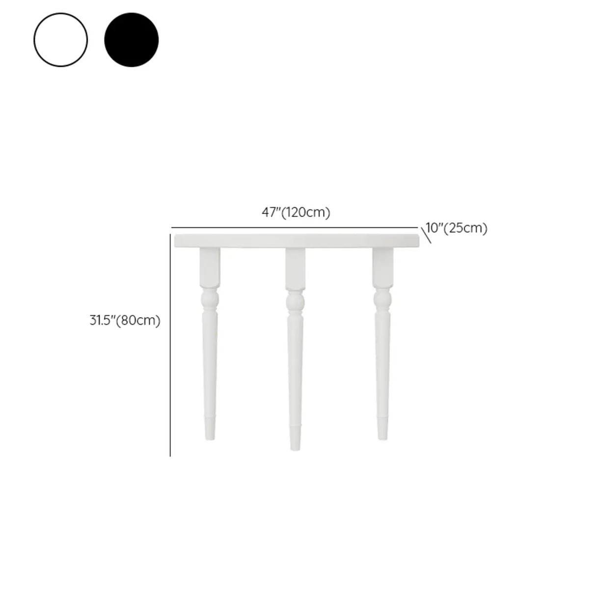 White Half-circle Three-Leg Pine Wood Console Table Image - 11