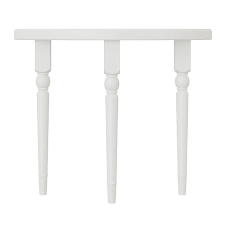 White Half-circle Three-Leg Pine Wood Console Table Image - 2