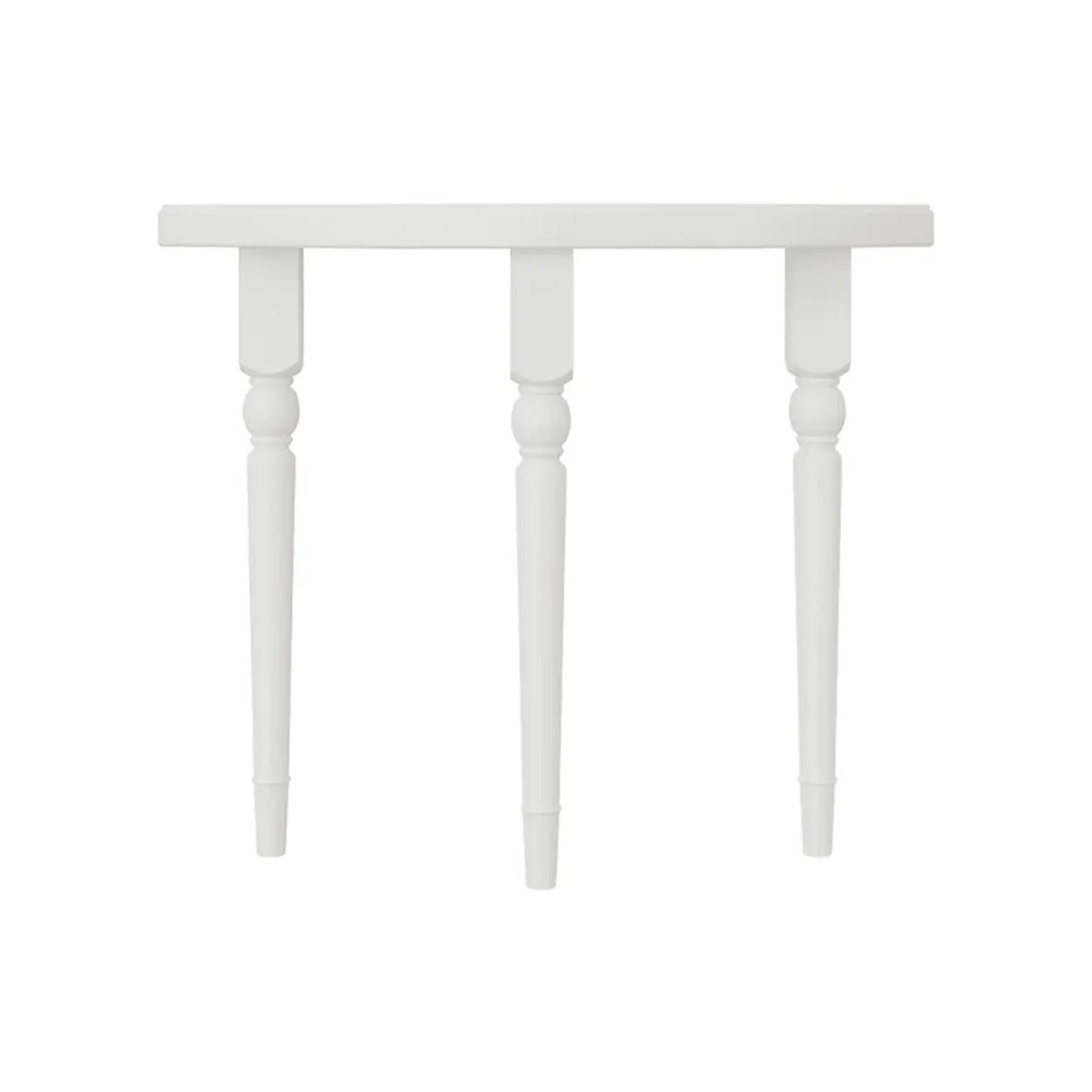 White Half-circle Three-Leg Pine Wood Console Table Image - 3
