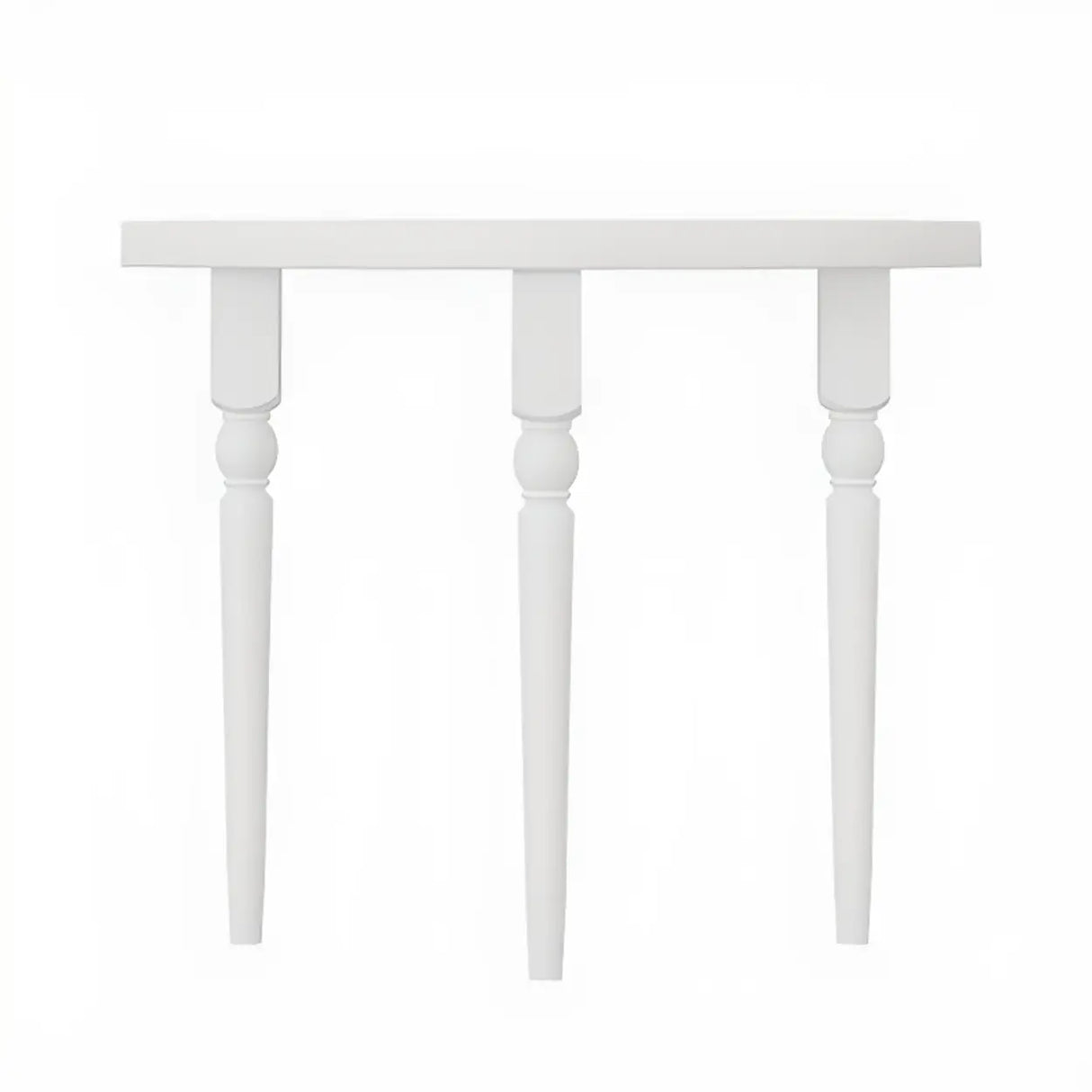 White Half-circle Three-Leg Pine Wood Console Table Image - 6