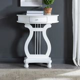 White Half Moon Wood Storage Console Table with Drawer Image - 1