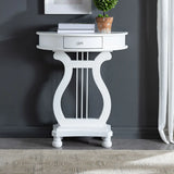 White Half Moon Wood Storage Console Table with Drawer Image - 1