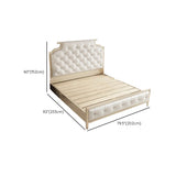 White Headboard Elegant King Upholstered Leather Bed Image - 10