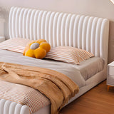 White Headboard Queen Upholstered Storage Included Bed Image - 6