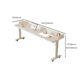 White Height-Adjustable Wood Computer Desk with Wheels Image - 15