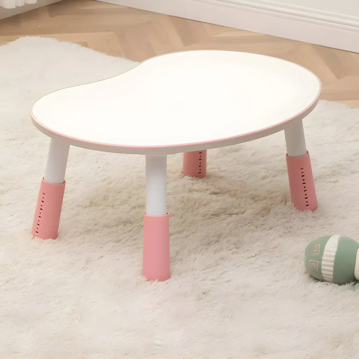 White Kidney-Shaped Toddler Learning Table Chair Set Image - 13