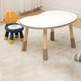White Kidney-Shaped Toddler Learning Table Chair Set Image - 17