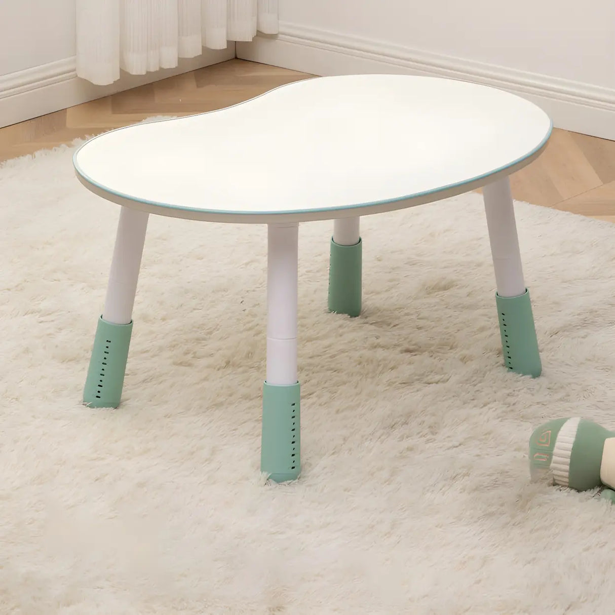 White Kidney-Shaped Toddler Learning Table Chair Set Image - 18