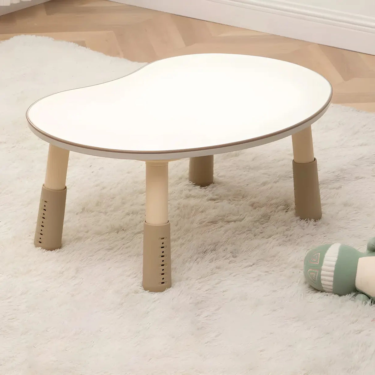 White Kidney-Shaped Toddler Learning Table Chair Set Image - 21