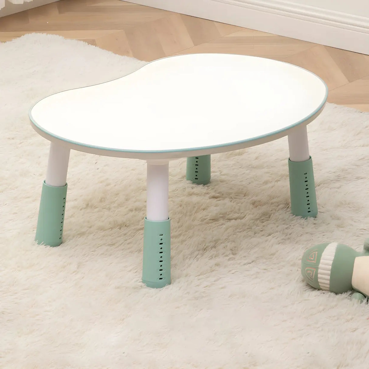 White Kidney-Shaped Toddler Learning Table Chair Set Image - 22