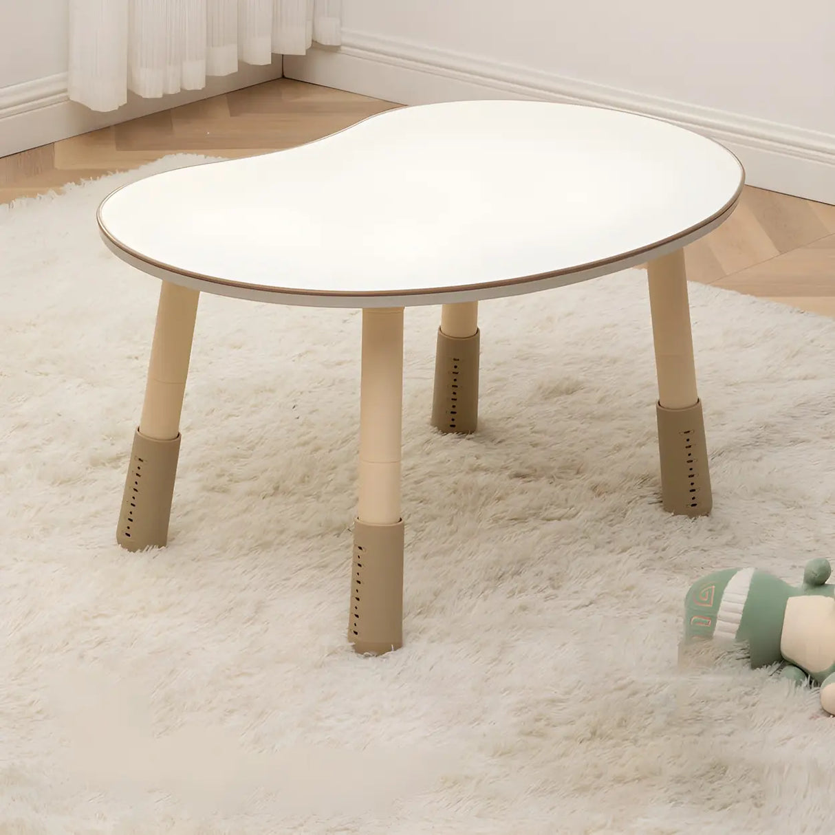 White Kidney-Shaped Toddler Learning Table Chair Set Image - 24