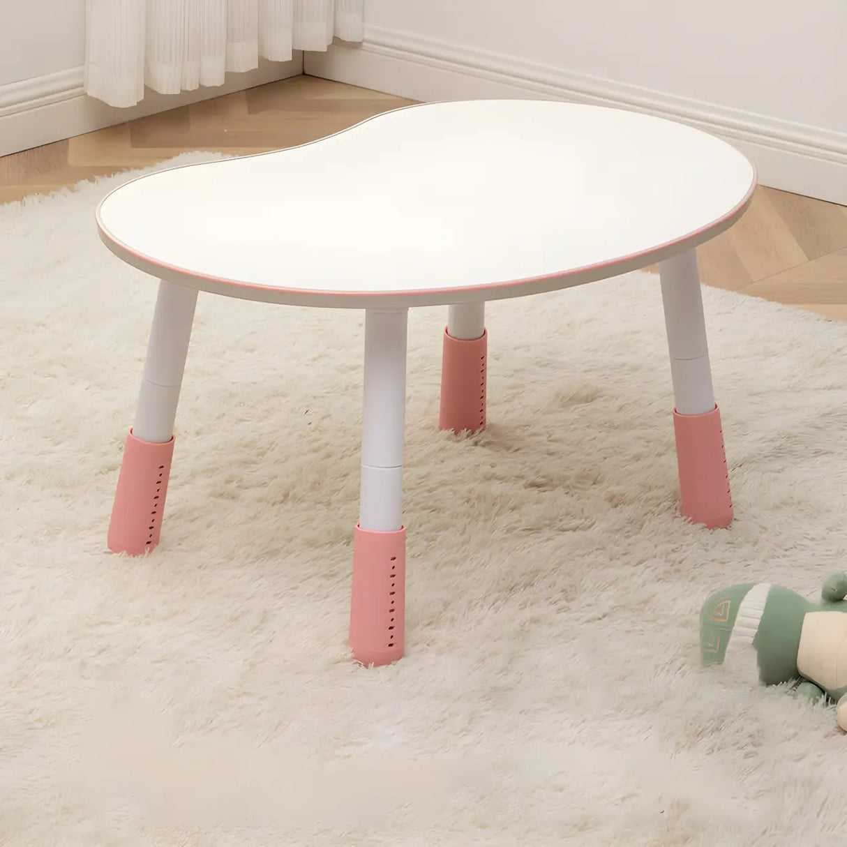 White Kidney-Shaped Toddler Learning Table Chair Set Image - 27