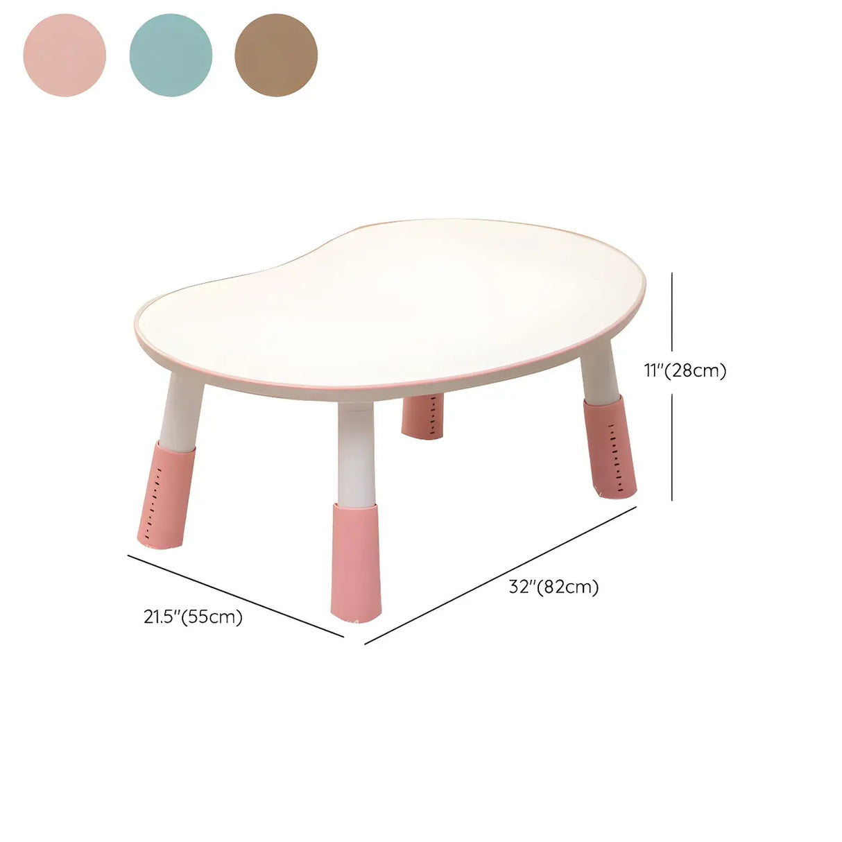 White Kidney-Shaped Toddler Learning Table Chair Set 