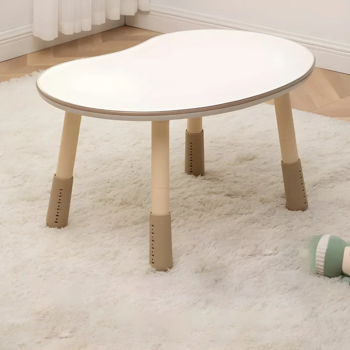 White Kidney-Shaped Toddler Learning Table Chair Set Image - 4
