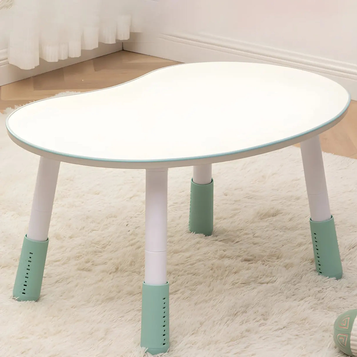 White Kidney-Shaped Toddler Learning Table Chair Set Image - 5