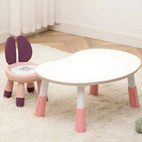 White Kidney-Shaped Toddler Learning Table Chair Set Image - 7
