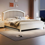 White King Curved Headboard Wood Elegant Panel Bed Image - 4