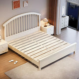 White King Curved Headboard Wood Elegant Panel Bed Image - 5