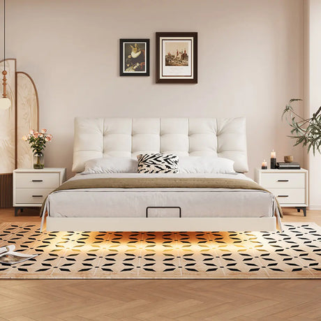 White King Floating Sponge Bed with Lighting and Mattress Image - 1