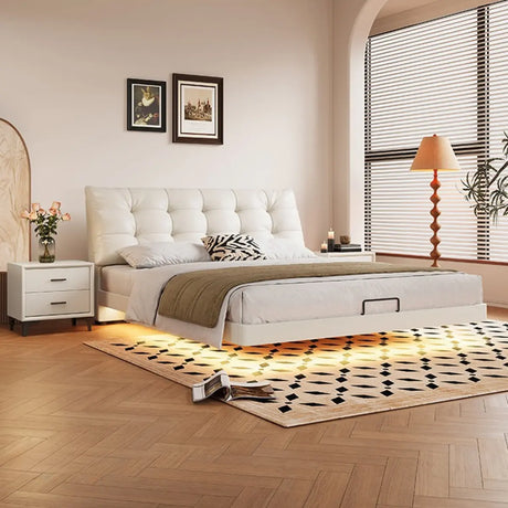 White King Floating Sponge Bed with Lighting and Mattress Image - 2