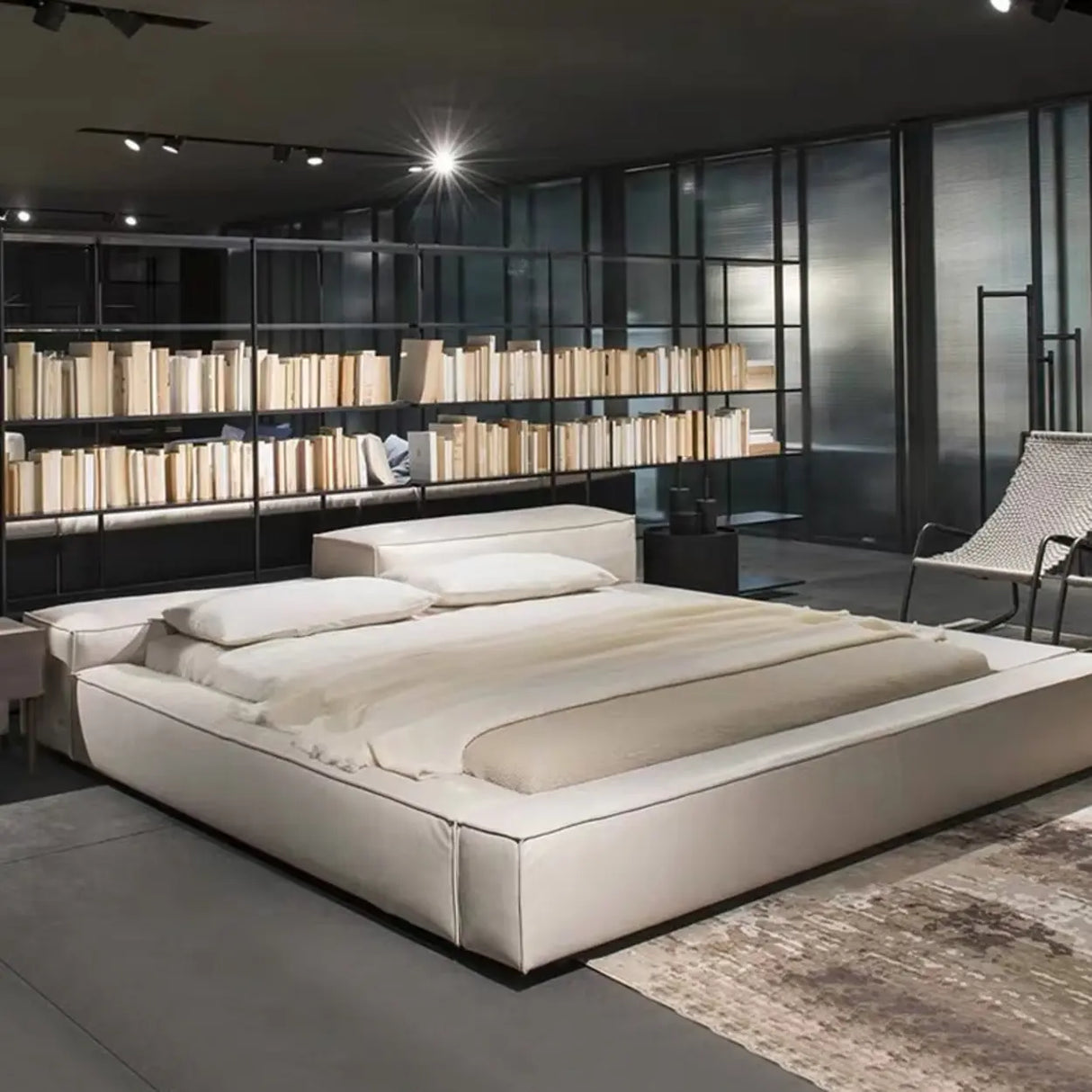 White King Platform Comfort Faux Leather Panel Bed Frame Image - 1