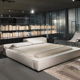 White King Platform Comfort Faux Leather Panel Bed Frame Image - 1