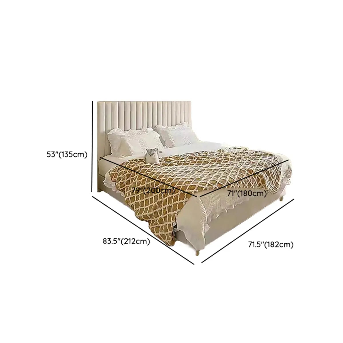 White King Rectangular Fabric Upholstered Panel Bed Image - 12