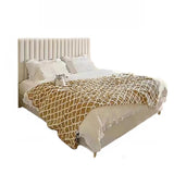 White King Rectangular Fabric Upholstered Panel Bed Image - 5