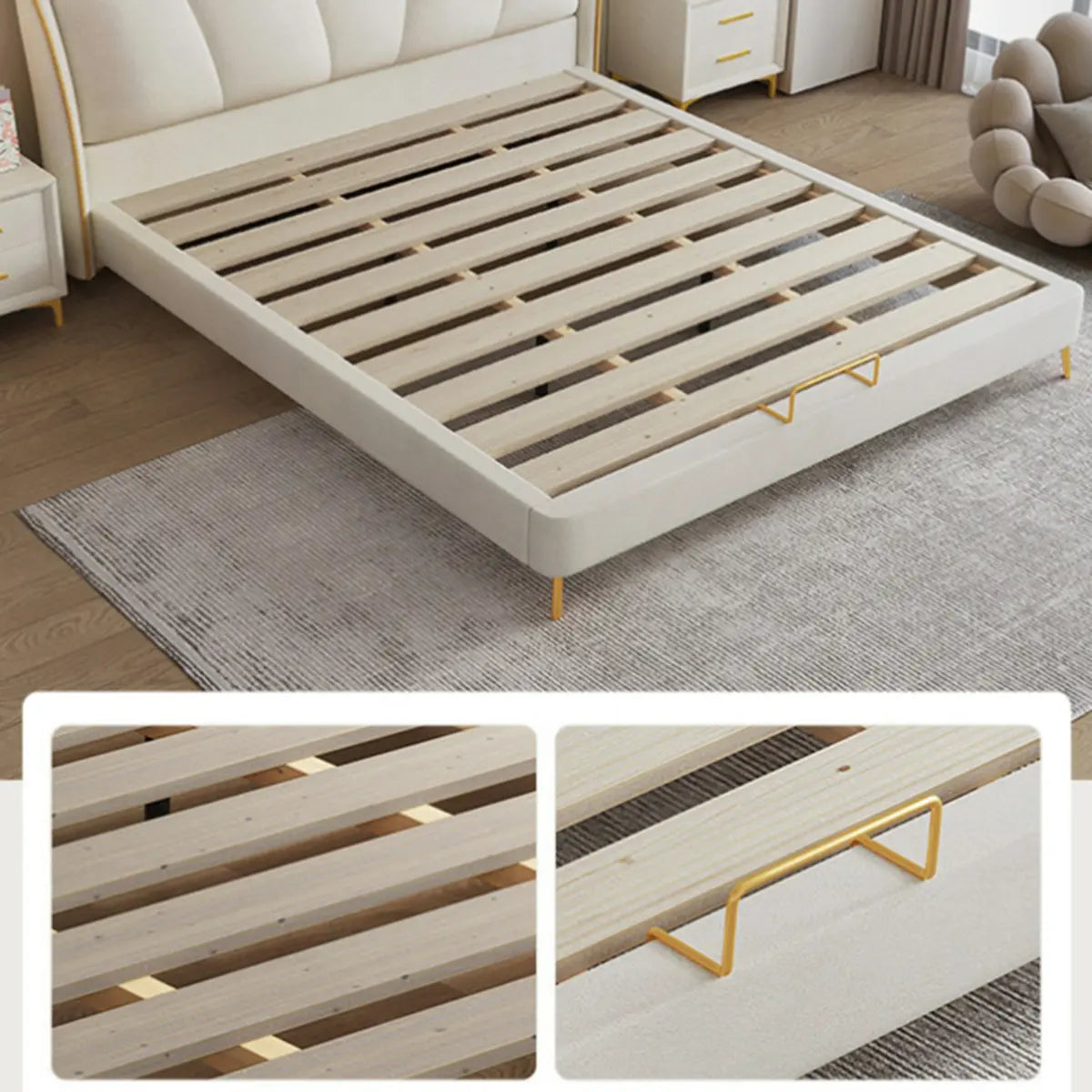 White King Scalloped Upholstered Lift Up Storage Bed Image - 10