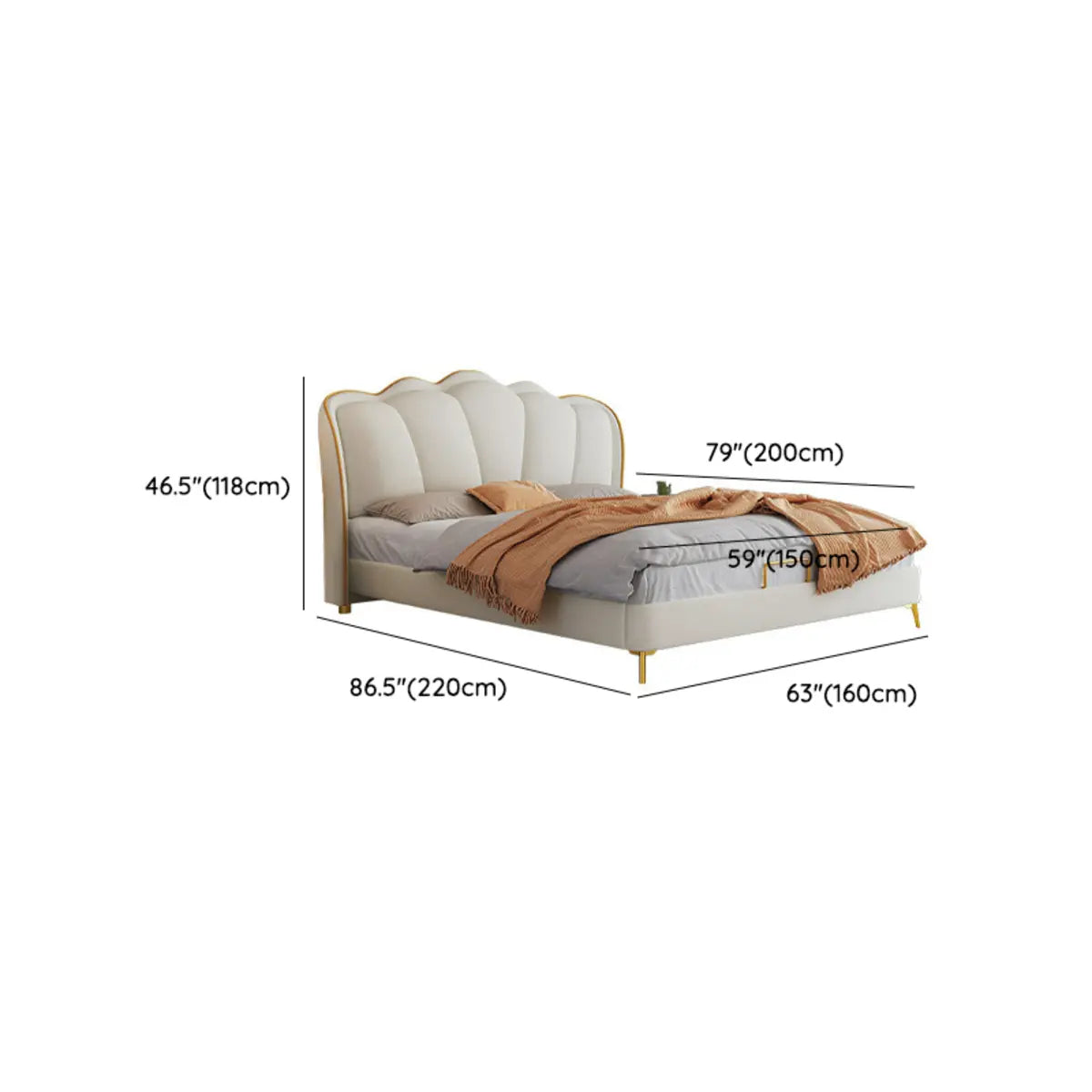 White King Scalloped Upholstered Lift Up Storage Bed 