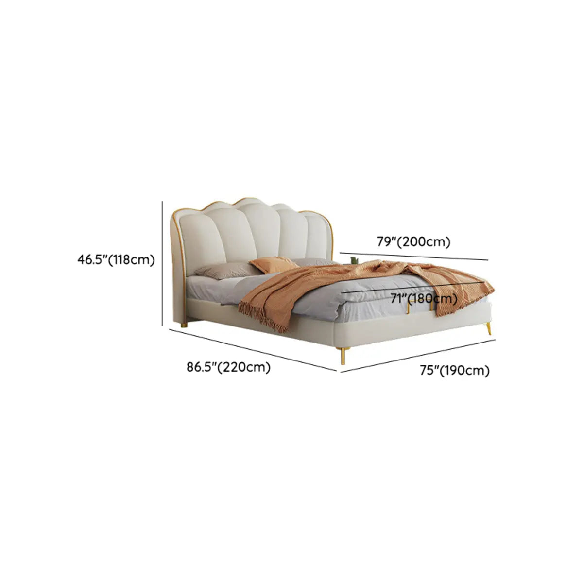 White King Scalloped Upholstered Lift Up Storage Bed Image - 13