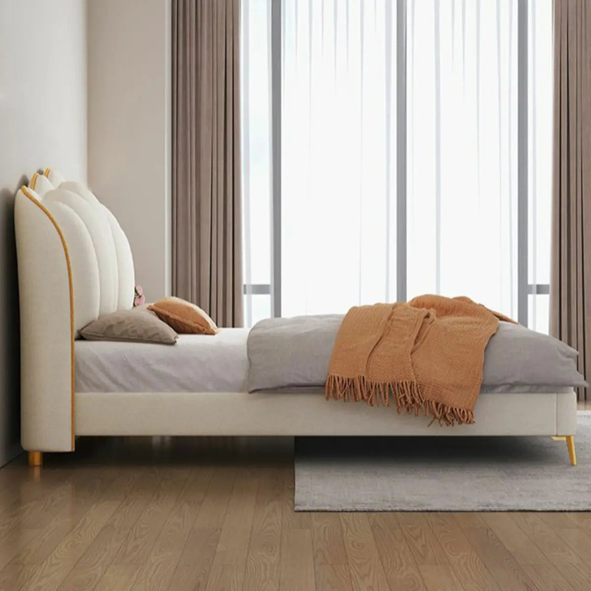 White King Scalloped Upholstered Lift Up Storage Bed Image - 4