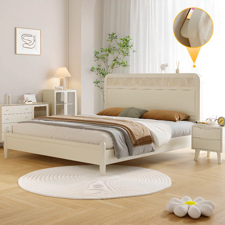 White King Sleek Wood Storage Included Bed with Headboard Image - 6