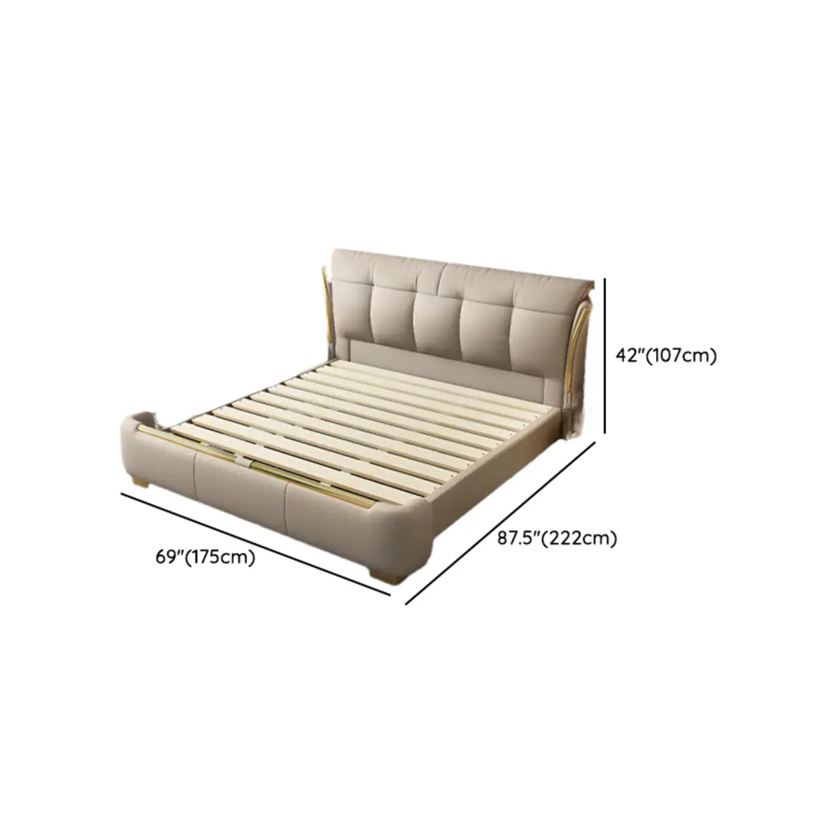 White King Upholstered Leather Modern Wingback Bed 