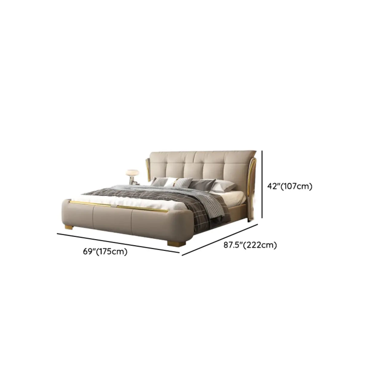 White King Upholstered Leather Modern Wingback Bed Image - 12