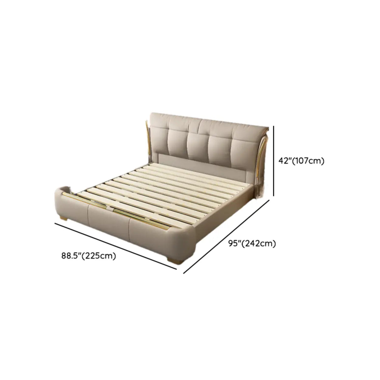White King Upholstered Leather Modern Wingback Bed Image - 15