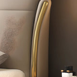 White King Upholstered Leather Modern Wingback Bed Image - 6