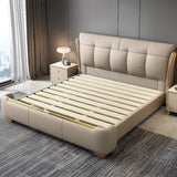 White King Upholstered Leather Modern Wingback Bed Image - 7