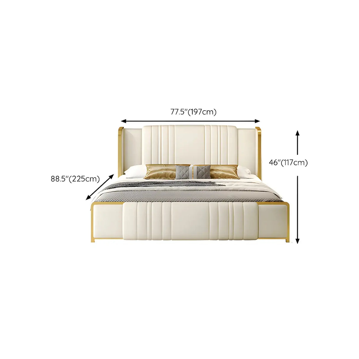 White King Upholstered Leather Wingback Luxury Bed Image - 10