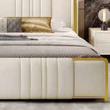 White King Upholstered Leather Wingback Luxury Bed Image - 6