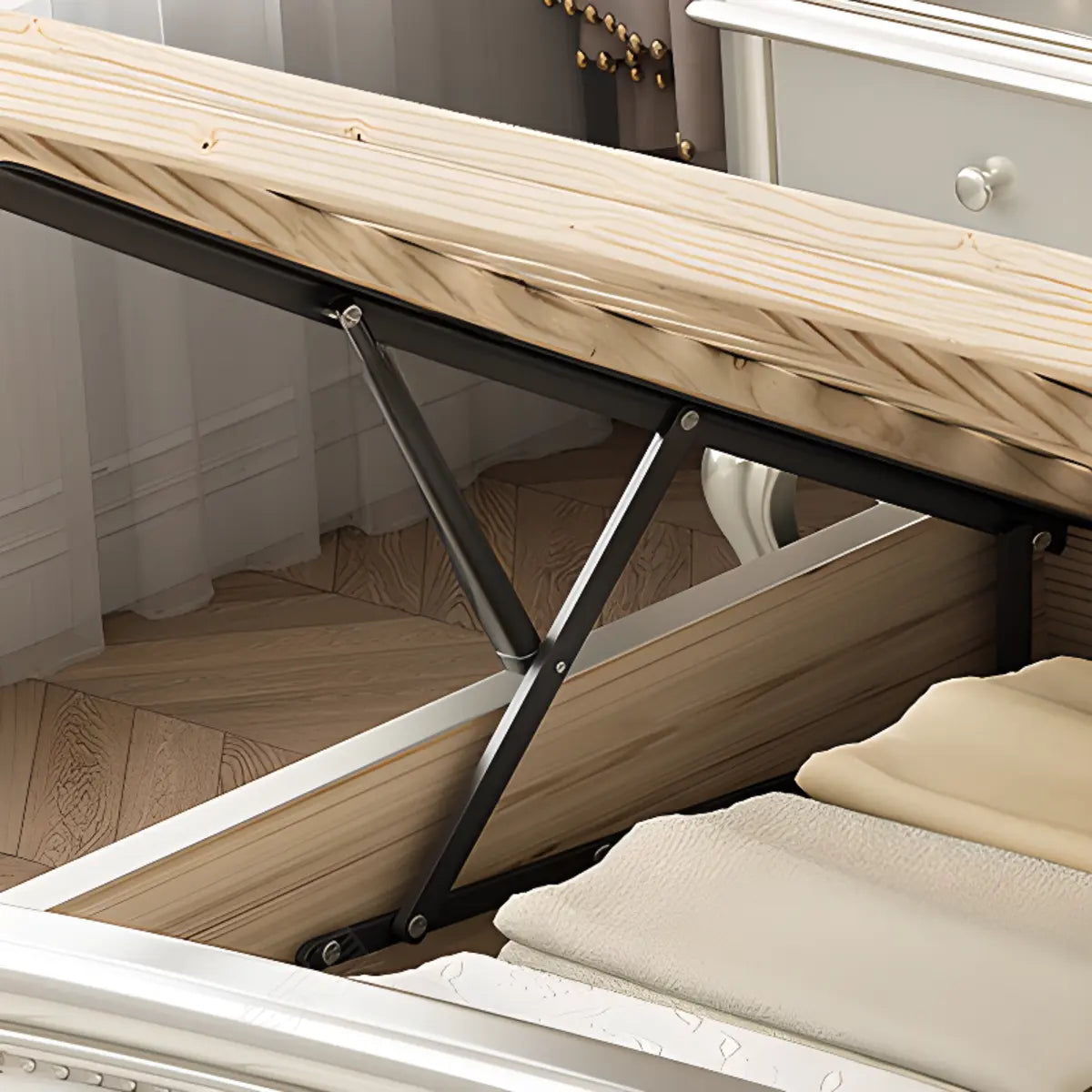White King Victorian Upholstered Storage Panel Bed Image - 4