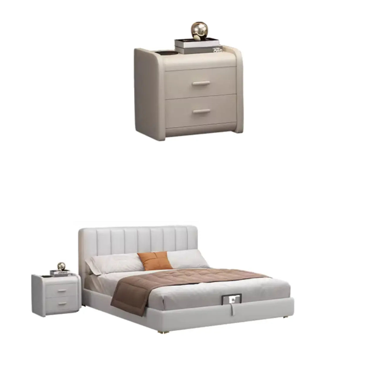 White King Wood Upholstered Storage Bed with Mattress Image - 10