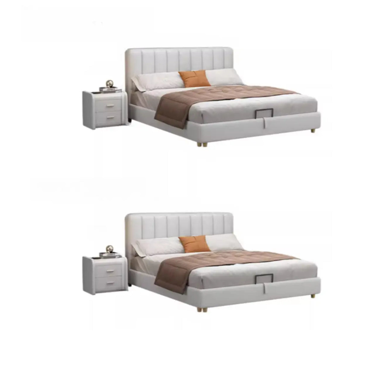 White King Wood Upholstered Storage Bed with Mattress Image - 11