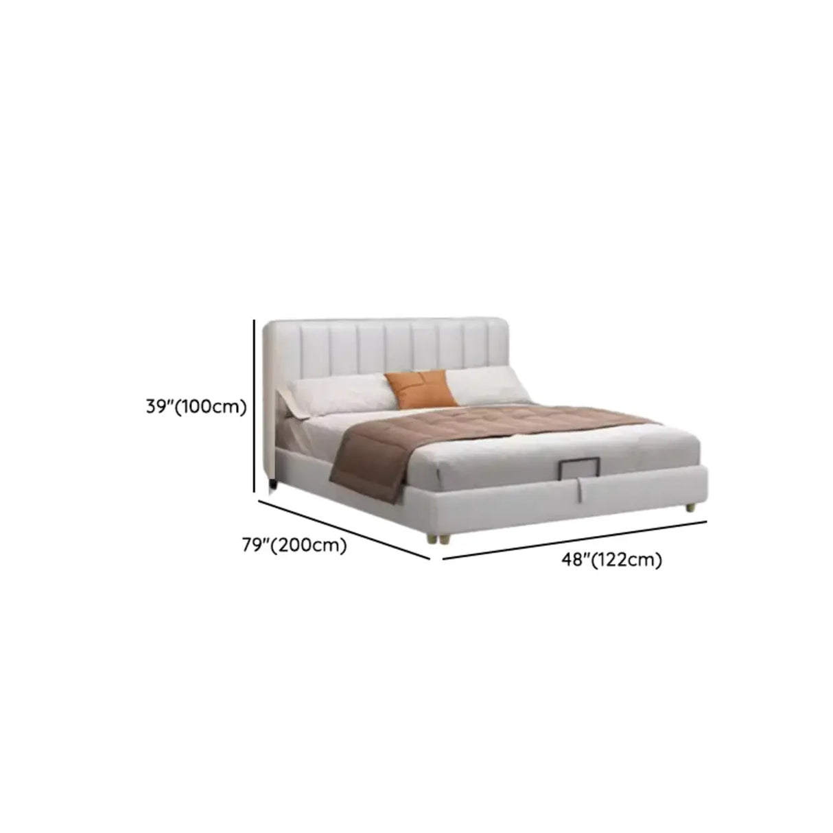 White King Wood Upholstered Storage Bed with Mattress 