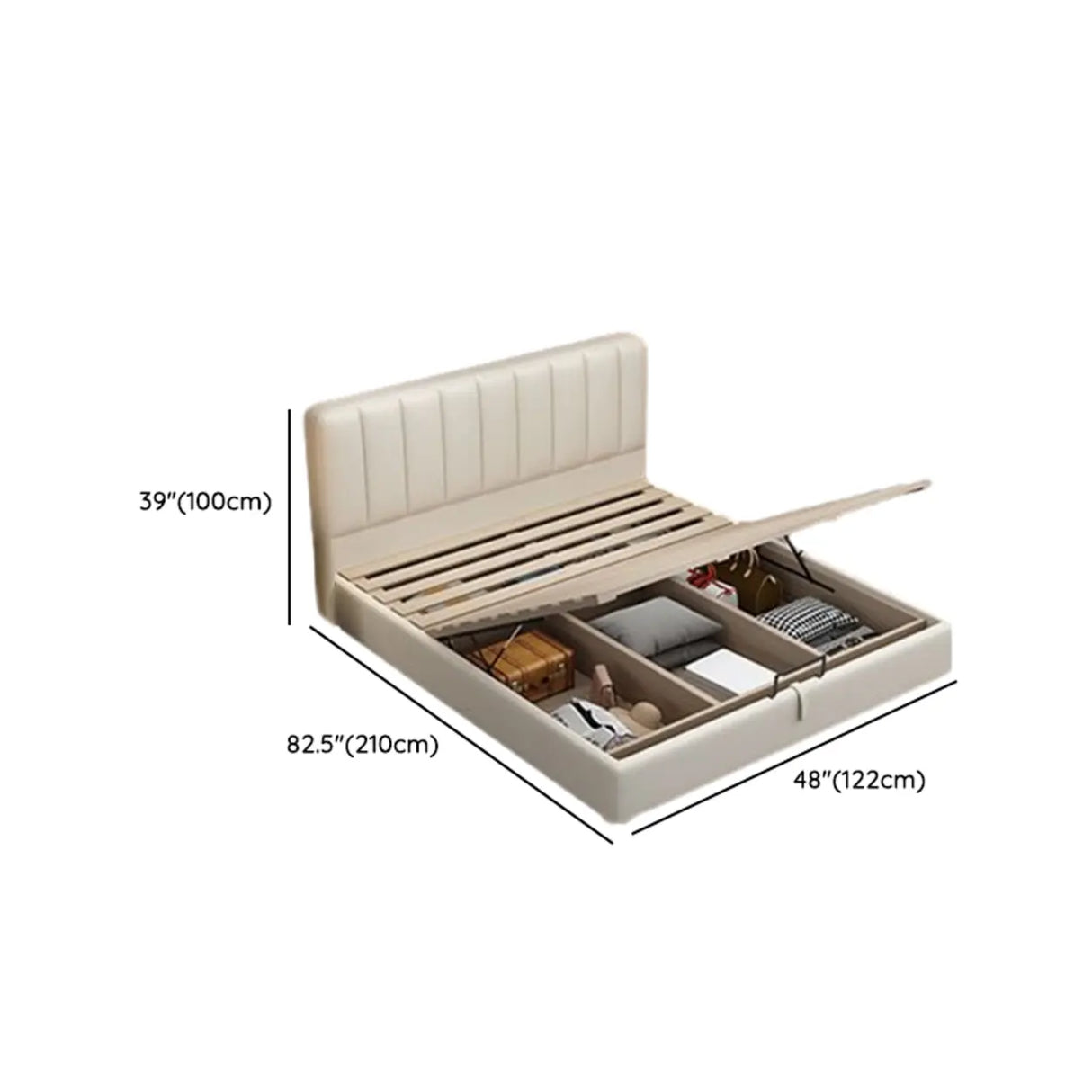 White King Wood Upholstered Storage Bed with Mattress Image - 16